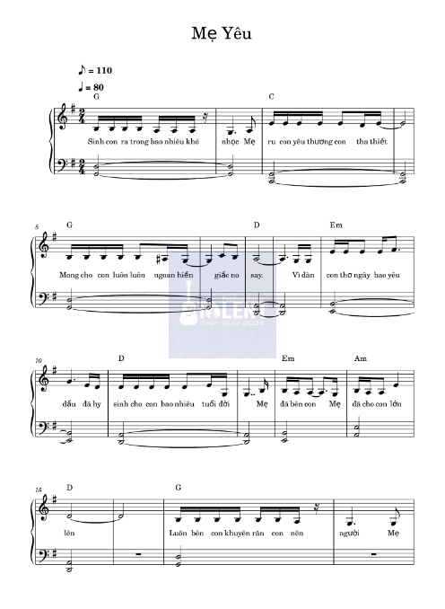 Tải FREE Mẹ Yêu sheet nhạc Piano PDF