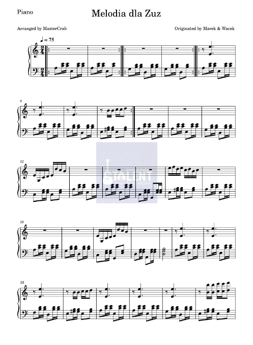 Tải FREE Melodia dla Zuz sheet nhạc Piano PDF
