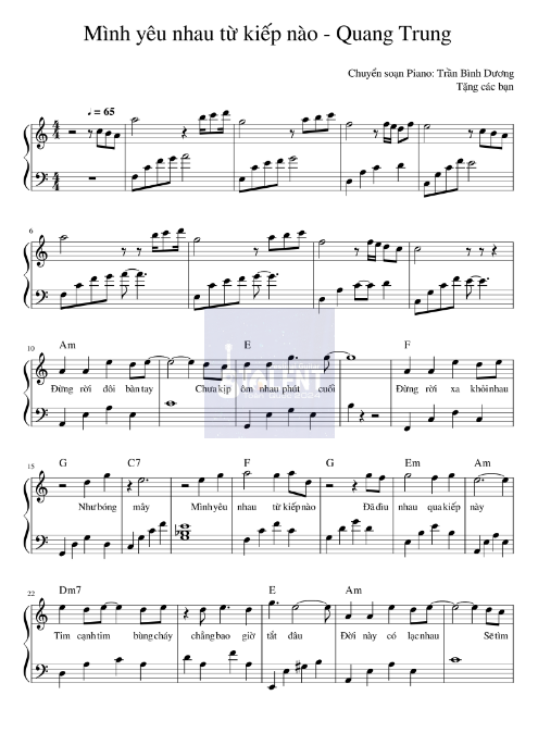 Tải FREE Mình Yêu Nhau Từ Kiếp Nào sheet nhạc Piano PDF