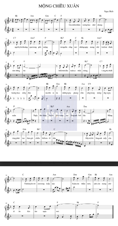 Tải FREE Mộng Chiều Xuân sheet nhạc Piano PDF