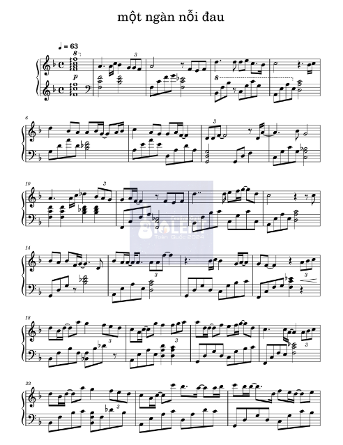 Tải FREE Một Ngàn Nỗi Đau sheet nhạc Piano PDF