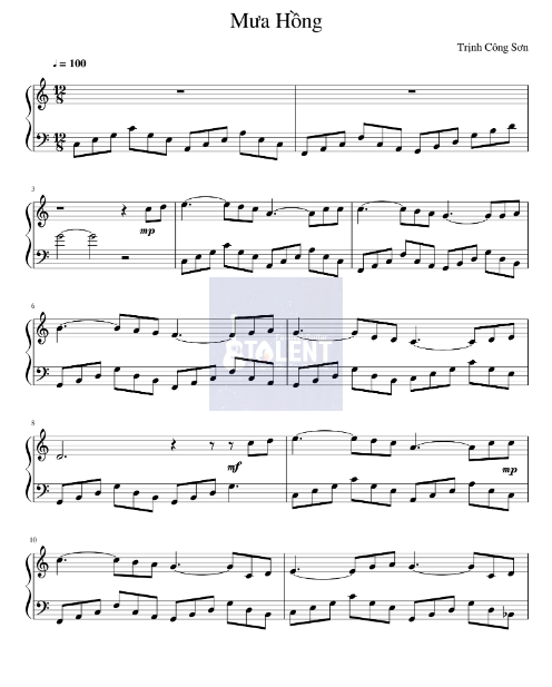 Tải FREE Mưa Hồng sheet nhạc Piano PDF