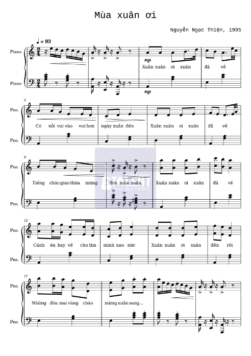 Tải FREE Mùa Xuân Ơi sheet nhạc Piano PDF