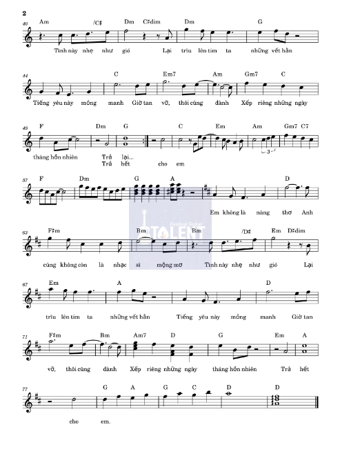 Tải FREE Nàng Thơ sheet nhạc Piano PDF
