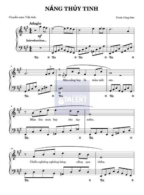 Tải FREE Nắng Thủy Tinh sheet nhạc Piano PDF
