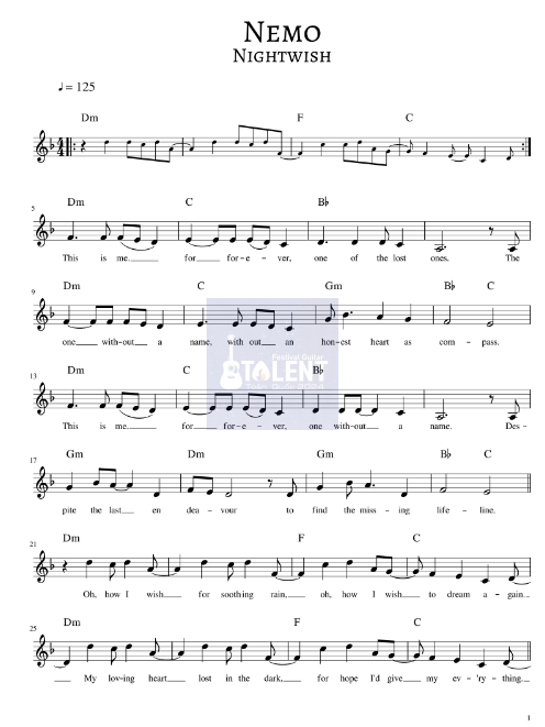 Tải FREE Nemo sheet nhạc Piano PDF