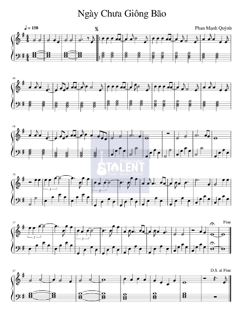 Tải FREE Ngày Chưa Giông Bão sheet nhạc Piano PDF