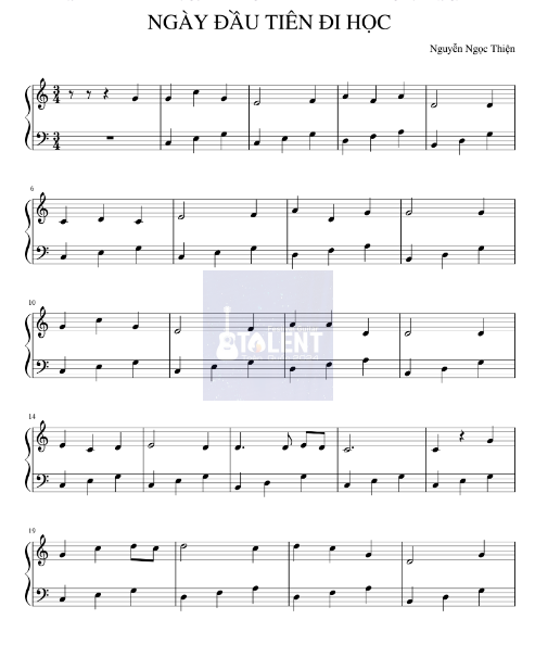 Tải FREE Ngày Đầu Tiên Đi Học sheet nhạc Piano PDF