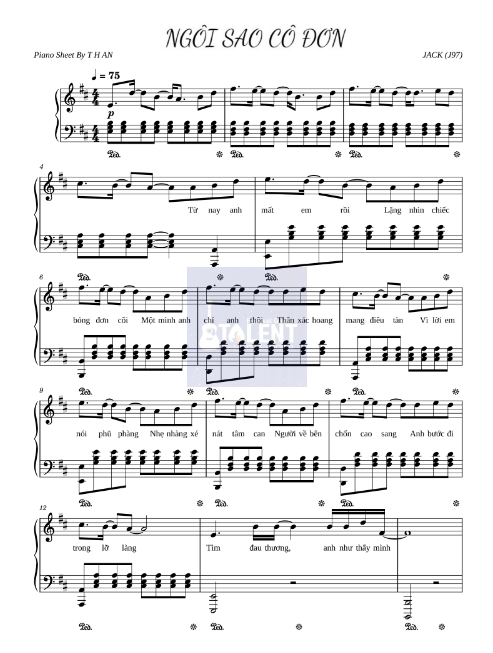 Tải FREE Ngôi Sao Cô Đơn sheet nhạc Piano PDF