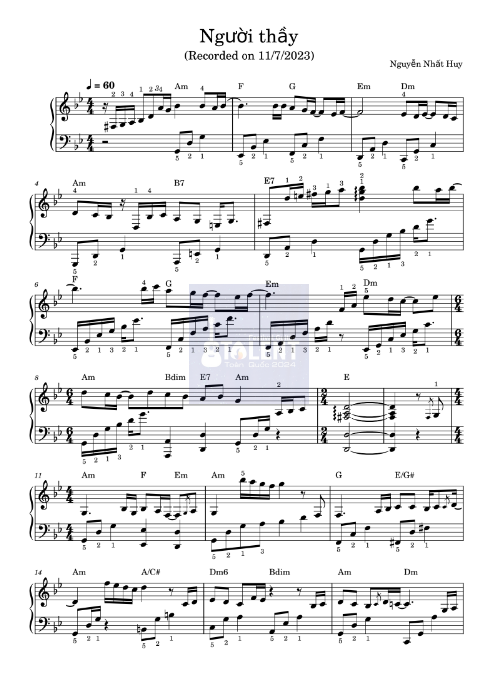 Tải FREE Người Thầy sheet nhạc Piano PDF
