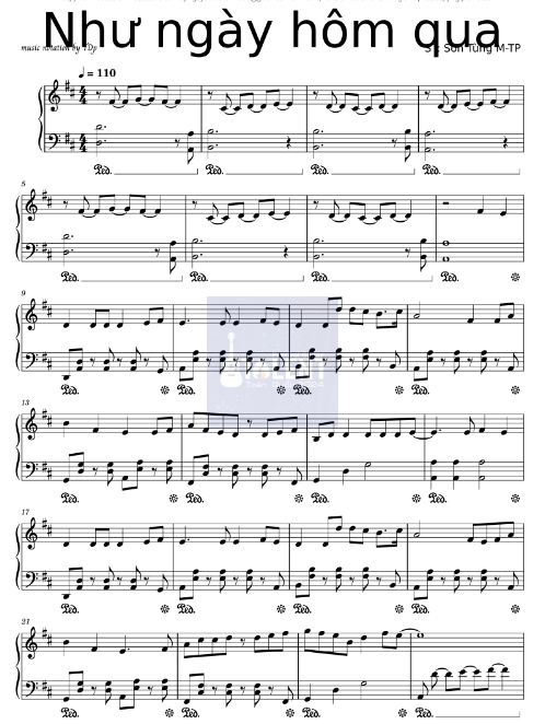 Tải FREE Như Ngày Hôm Qua sheet nhạc Piano PDF