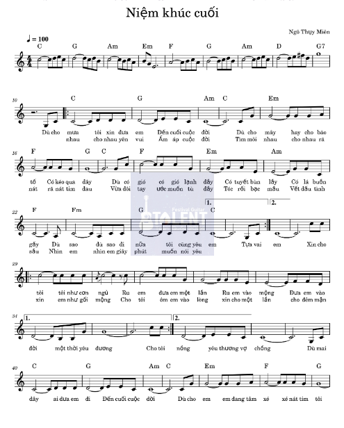 Tải FREE Niệm Khúc Cuối sheet nhạc Piano PDF