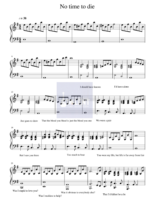 Tải FREE No Time No Die sheet nhạc Piano PDF