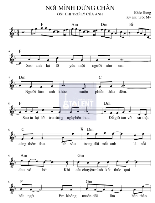 Tải FREE Nơi Mình Dừng Chân sheet nhạc Piano PDF