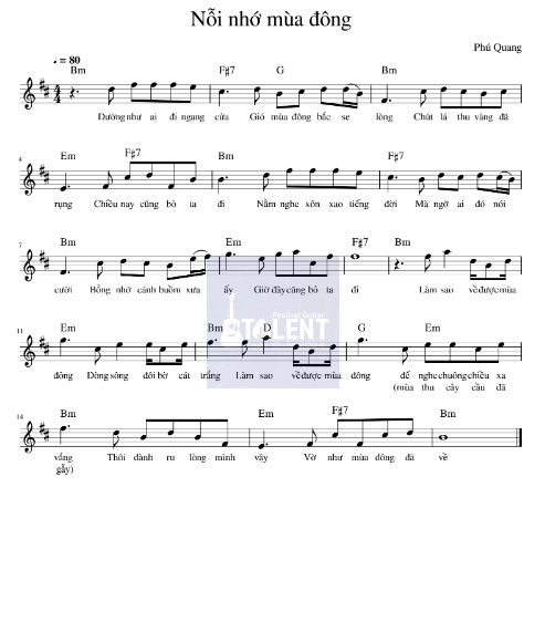 Tải FREE Nỗi Nhớ Mùa Đông sheet nhạc Piano PDF
