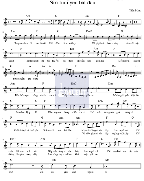 Tải FREE Nơi Tình Yêu Bắt Đầu sheet nhạc Piano PDF