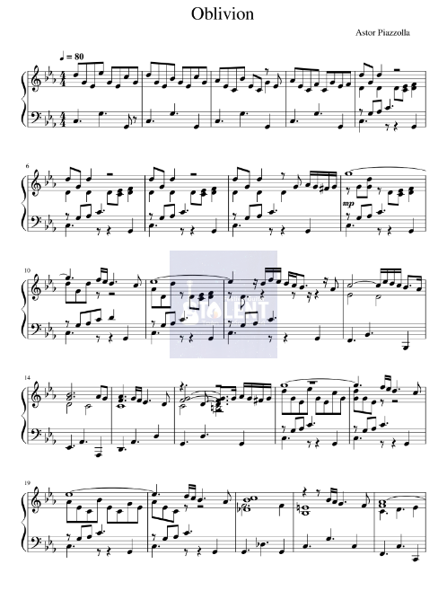 Tải FREE Oblivion sheet nhạc Piano PDF