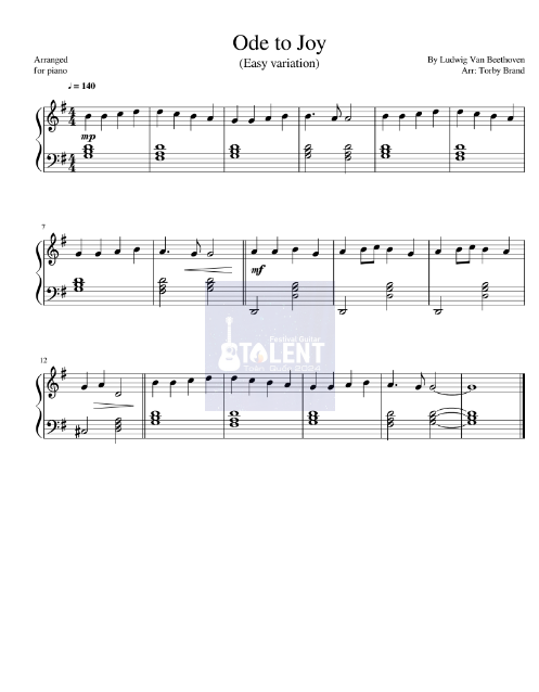 Tải FREE Ode To Joy sheet nhạc Piano PDF