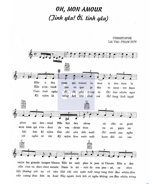 Tải FREE Oh, Mon Amour sheet nhạc Piano PDF