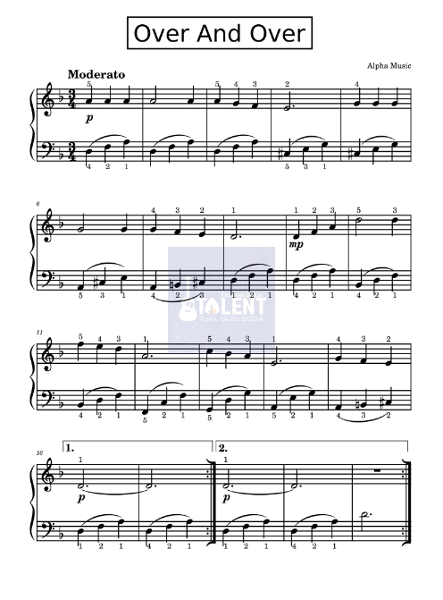 Tải FREE Over And Over sheet nhạc Piano PDF
