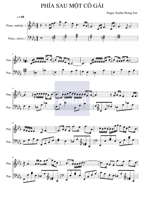 Tải FREE Phía Sau Một Cô Gái sheet nhạc Piano PDF
