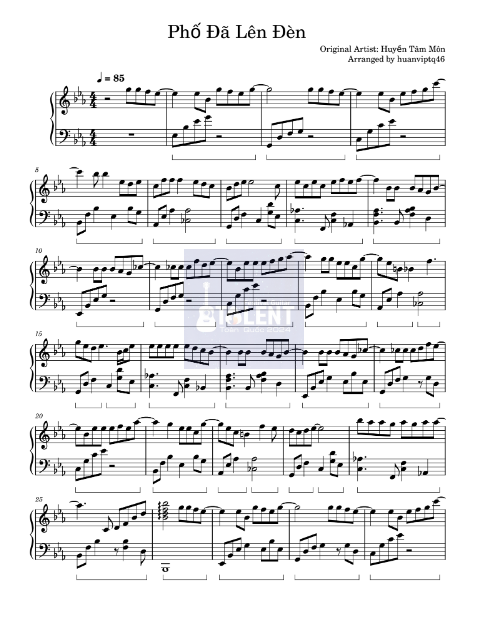 Tải FREE Phố Đã Lên Đèn sheet nhạc Piano PDF