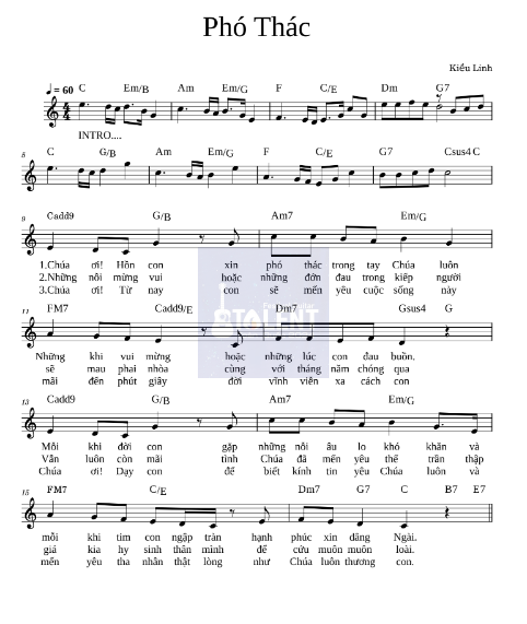 Tải FREE Phó Thác sheet nhạc Piano PDF