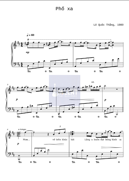 Tải FREE Phố Xa sheet nhạc Piano PDF