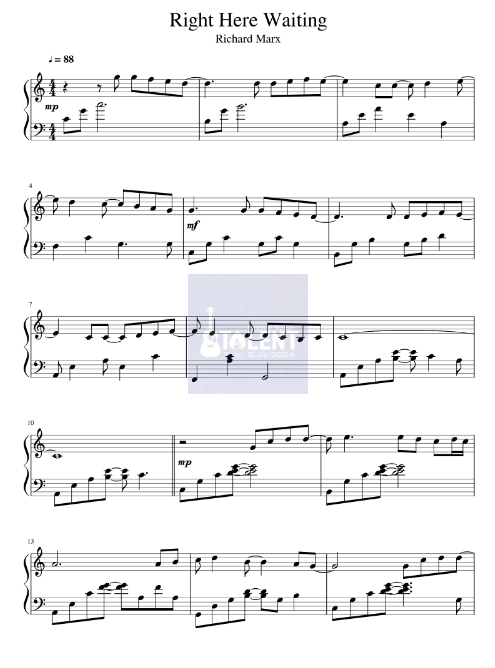 Tải FREE Right Here Waiting sheet nhạc Piano PDF