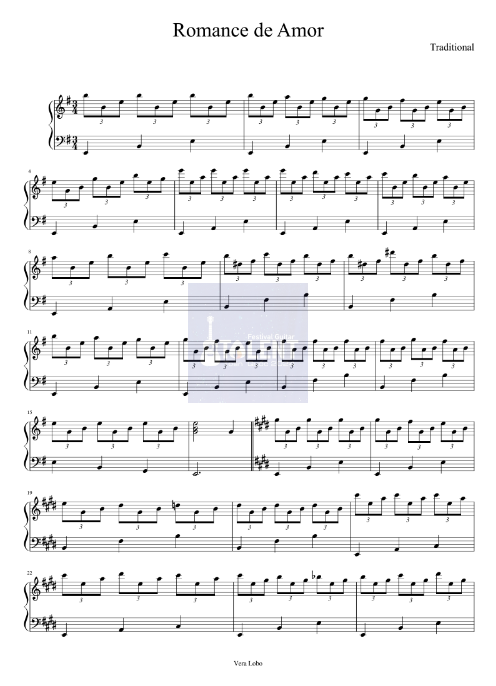 Tải FREE Romance De Amor sheet nhạc Piano PDF