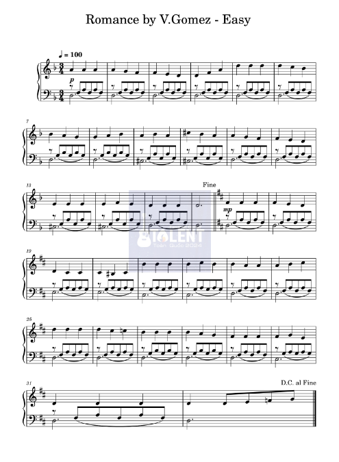 Tải FREE Romance sheet nhạc Piano PDF