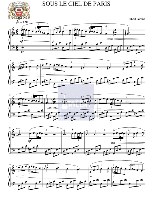 Tải FREE SOUS LE CIEL DE PARIS sheet nhạc Piano PDF