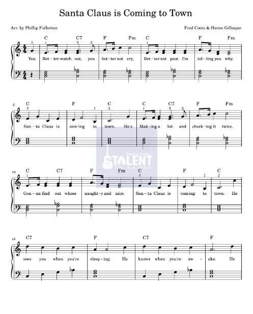 Tải FREE Santa Claus is Coming to Town sheet nhạc Piano PDF