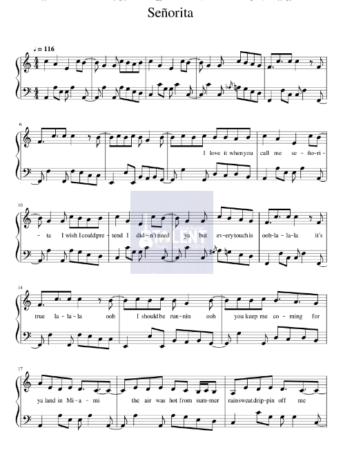 Tải FREE Senorita sheet nhạc Piano PDF