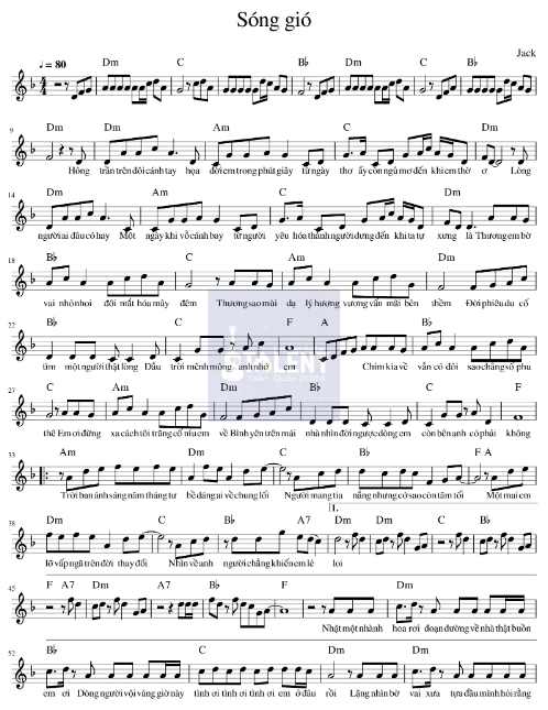 Tải FREE Sóng Gió sheet nhạc Piano PDF