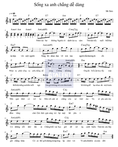 Tải FREE Sống Xa Anh Chẳng Dễ Dàng sheet nhạc Piano PDF