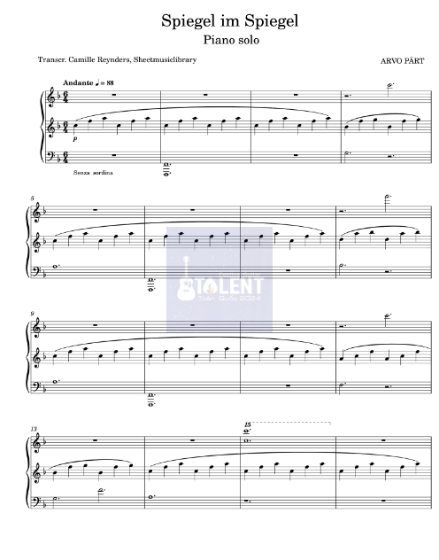 Tải FREE Spiegel im Spiegel sheet nhạc Piano PDF
