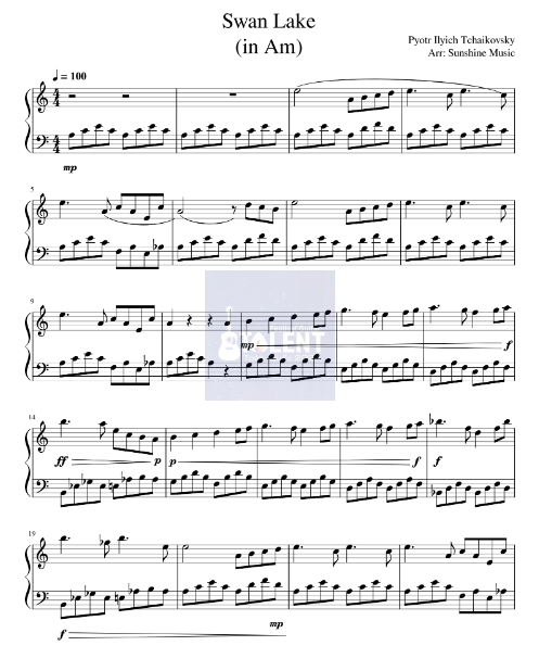 Tải FREE Swan Lake sheet nhạc Piano PDF