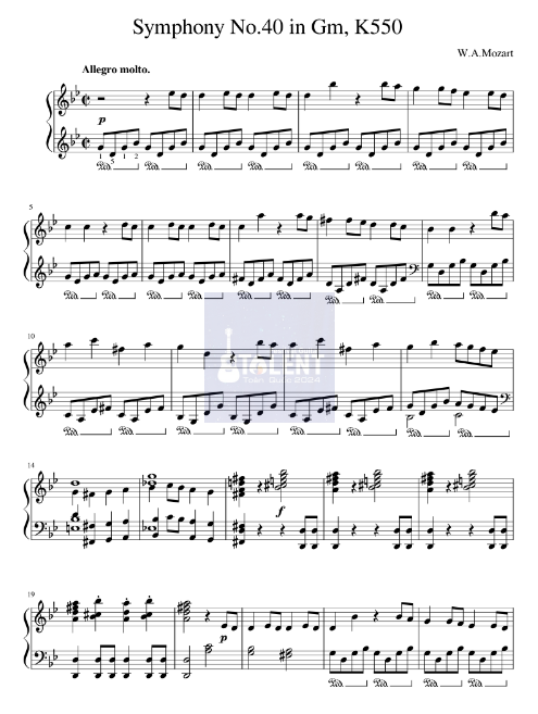 Tải FREE Symphony No.40 in Gm, K550 sheet nhạc Piano PDF