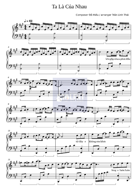 Tải FREE Ta Là Của Nhau sheet nhạc Piano PDF