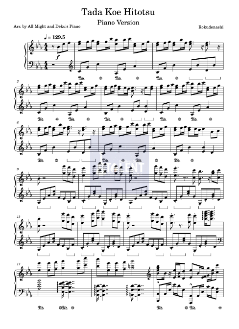 Tải FREE Tada Koe Hitotsu sheet nhạc Piano PDF