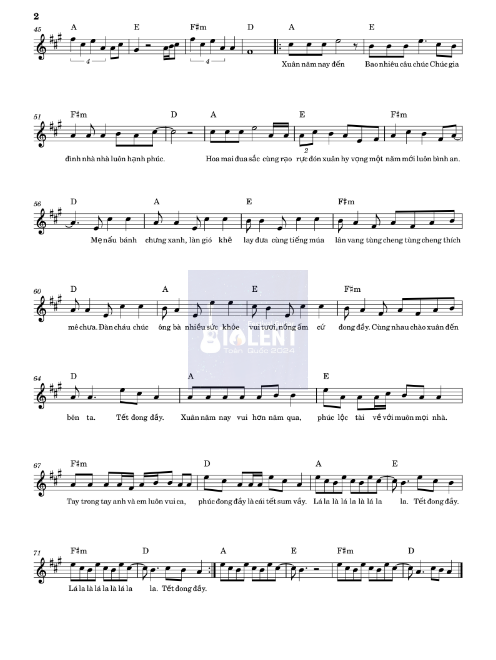 Tải FREE Tết Đong Đầy sheet nhạc Piano PDF