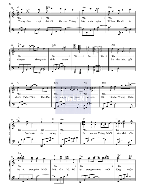 Tải FREE Tháng Mấy Em Nhớ Anh sheet nhạc Piano PDF