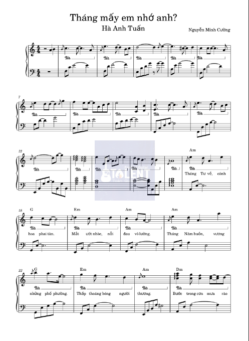 Tải FREE Tháng Mấy Em Nhớ Anh sheet nhạc Piano PDF