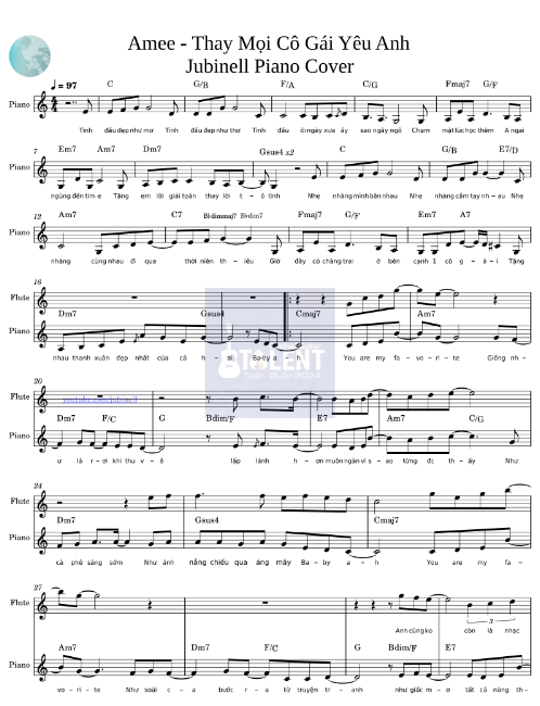 Tải FREE Thay Mọi Cô Gái Yêu Anh sheet nhạc Piano PDF