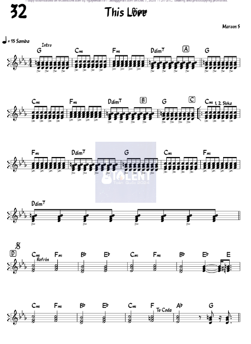 Tải FREE This Love sheet nhạc Piano PDF