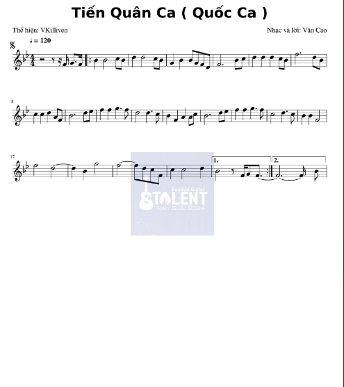 Tải FREE Tiến Quân Ca (Quốc Ca) sheet nhạc Piano PDF