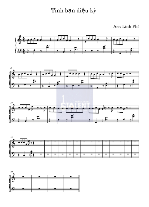 Tải FREE Tình Bạn Diệu Kỳ sheet nhạc Piano PDF