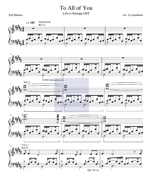 Tải FREE To All Of You sheet nhạc Piano PDF