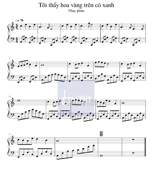 Tải FREE Tôi Thấy Hoa Vàng Trên Cỏ Xanh sheet nhạc Piano PDF